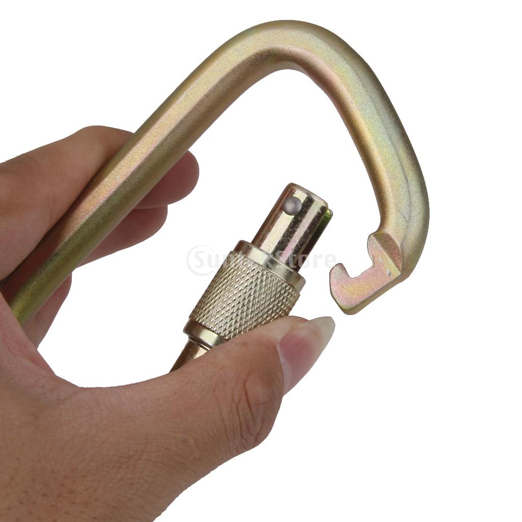 40KN Heavy Duty D-Shape Carabiner Screw Locking for Rock Climbing Moutaineering