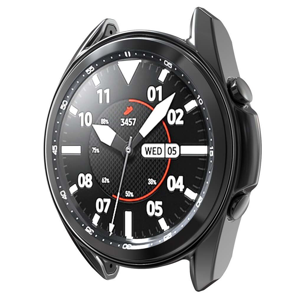 Hoesjes voor galaxy watch 3 45mm 41mm hoesje zacht tpu geplateerd hoesje voor samsung galaxy watch 41mm 45mm hoesje beschermende bumper shell: Zwart / Kijk 3 45mm