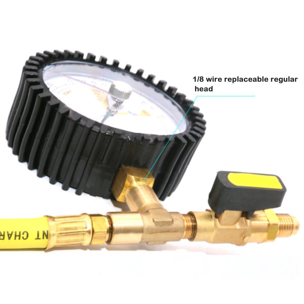 1/4 NPT Air Conditioning Pressure Gauge Refrigeration Pressure Mater Nitrogen Pressure Maintaining Tester Tool -1 to 60Bar