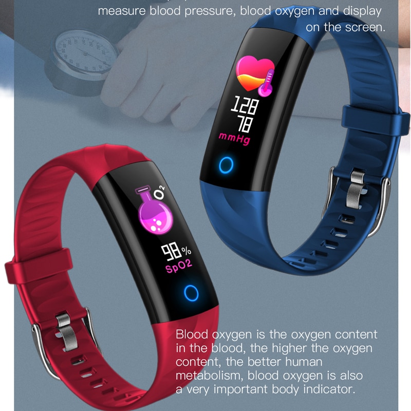 Smart armbånd ure skridttæller pulsmåler blod ilt fitness tracker sportsur svømning vandtæt smart armbånd