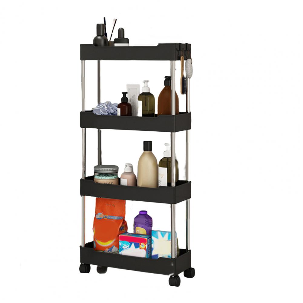 Convenient Storage Cart Strong Load-bearing Storage Shelf 3/4-Tier Organize Slide Out Rolling Rack with Wheels: WHITE