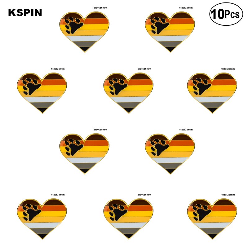 Gay Pride Lgbt Bruin Hart Vorm Revers Pin Vlag Badge Broche Pins Badges 10 Stuks Veel