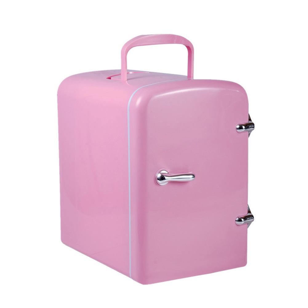4L Mini Fridge Cooler and Warmer Portable Compact Personal Fridge Semiconductor Electronic Fridge Food Cosmetics Fridge for Home: Pink