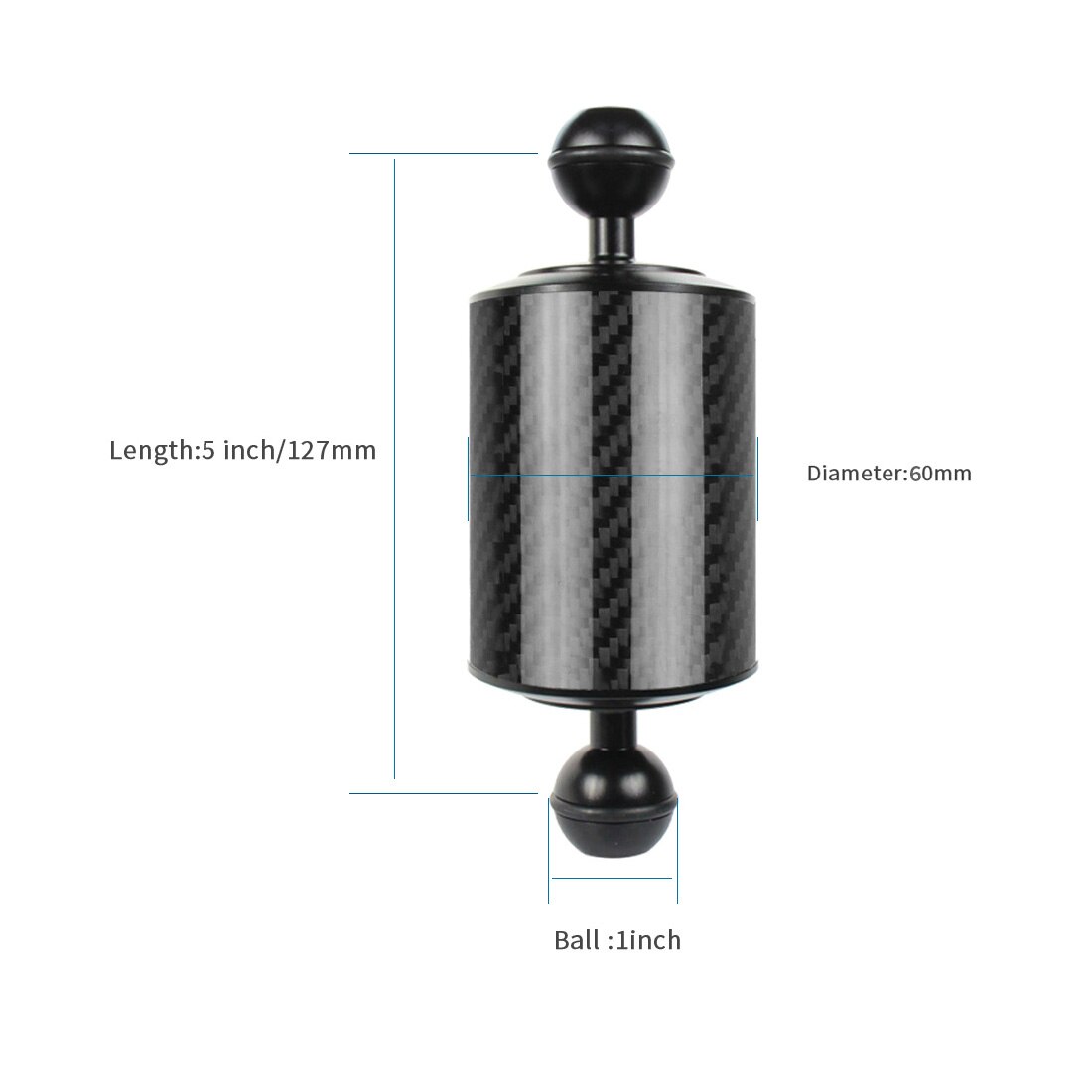 Carbon Fiber Float Buoyancy Diving Housing Aquatic Arm Extended Bracket Dual Ball Floating Arm Mount Camera Underwater Tray Kit: Upgrade D60 5inch