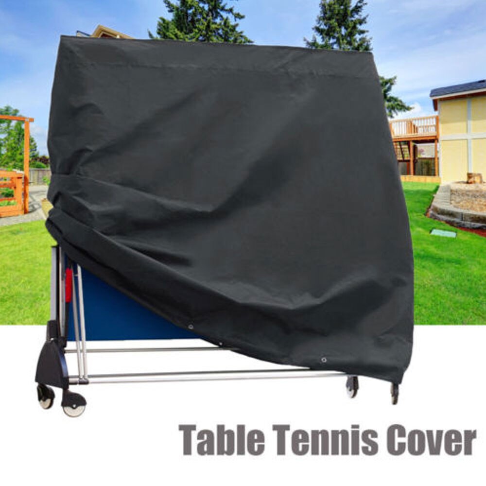 1Set Ping Pong Table Cover, 210D Adjustable Waterproof Table Tennis Cover Outdoor Table Cover Black with Drawstring
