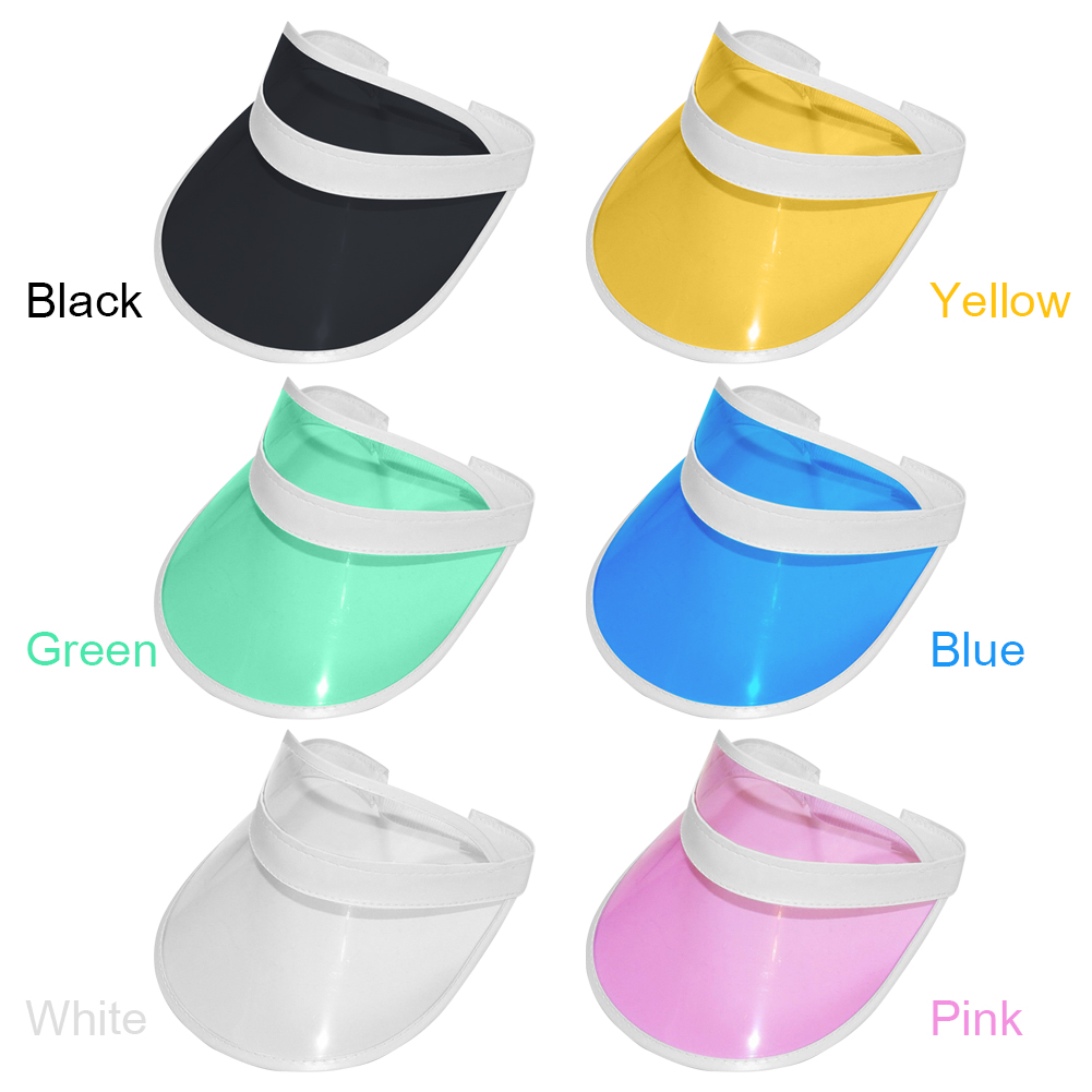 Summer women men sun hat candy color transparent blank top plastic pvc anti-uv parasol sunscreen hat cycling sports visor caps