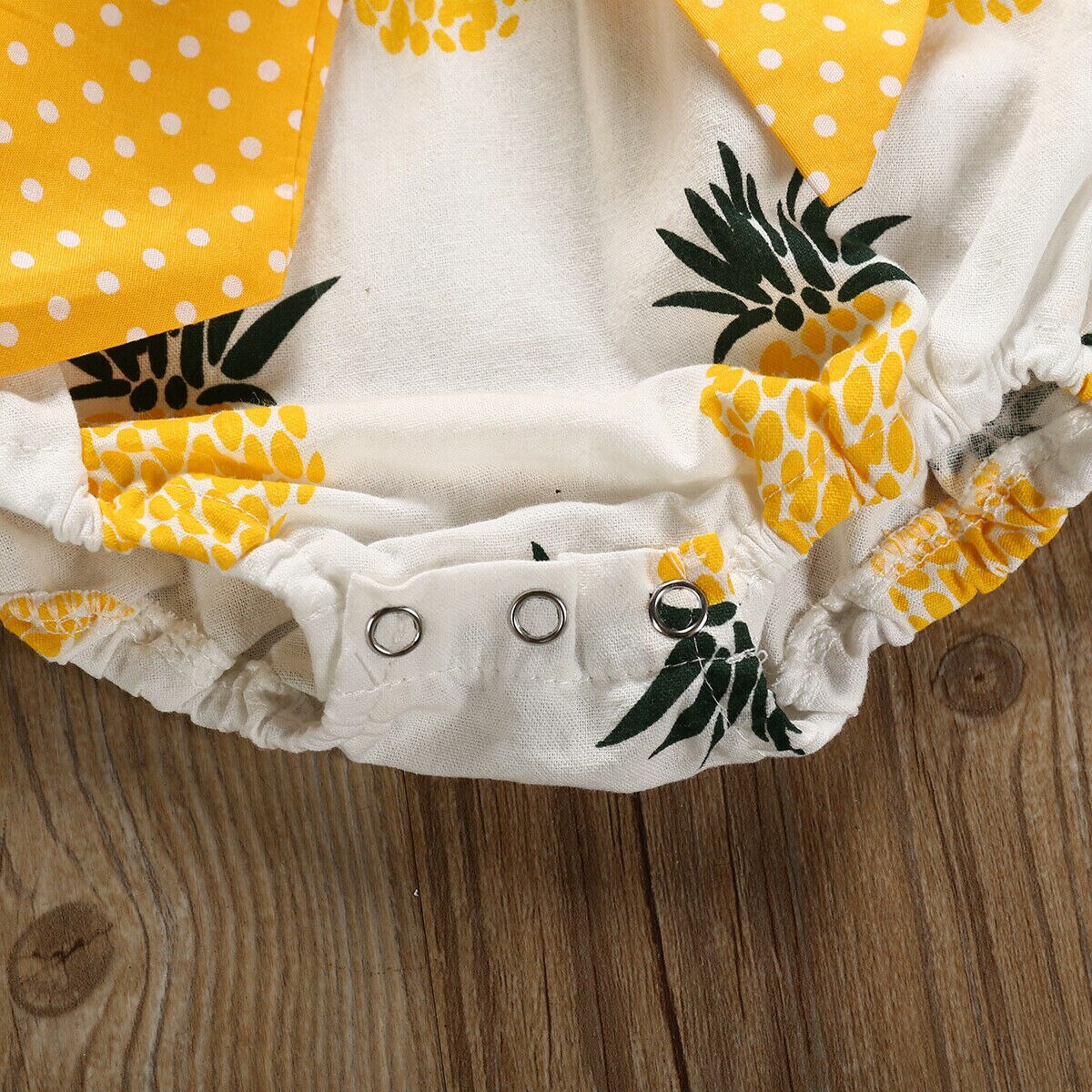 Baby Summer Clothing Pretty Infant Baby Girls Pineapple Bodysuit Ruffles Short Sleeve Bowknot Sash Jumpsuit Clothes Outfit