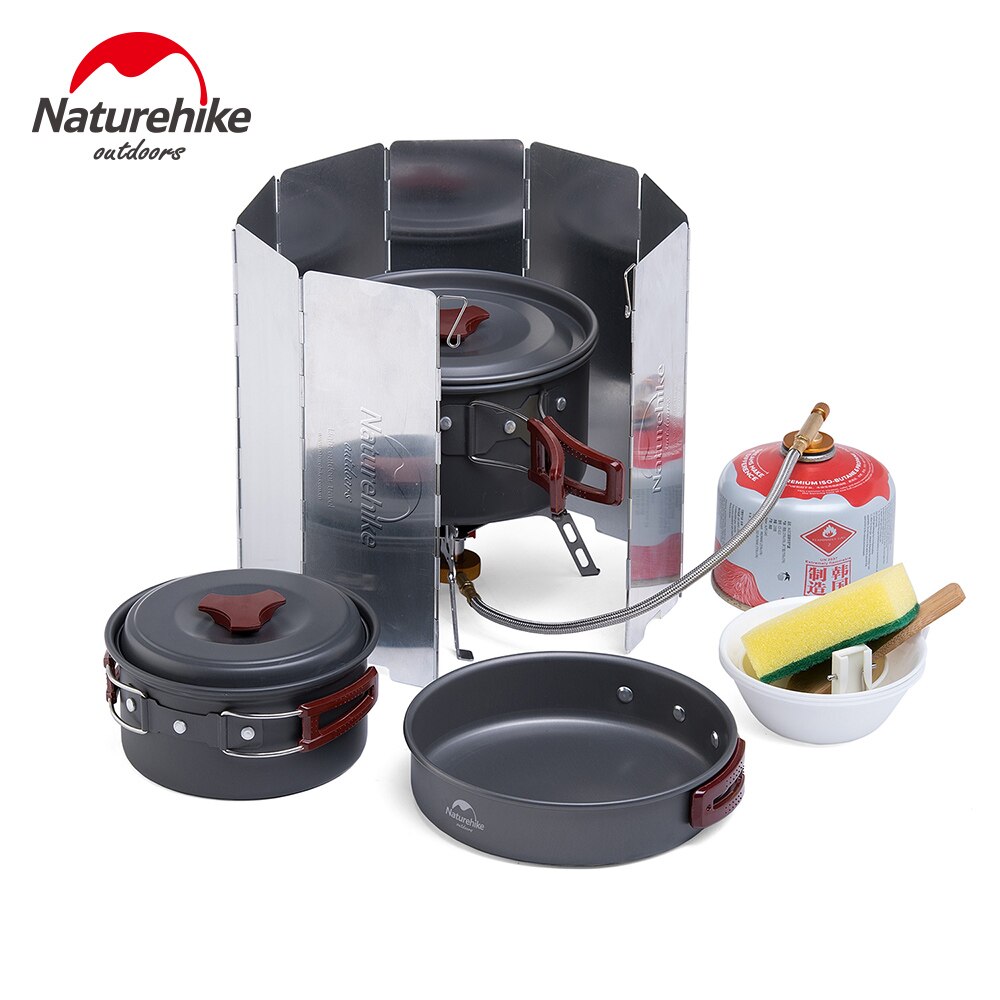 Naturhike draussen Liefert Camping Töpfe Kochen Utensilien 8 Platten Faltbare Wind Schild Für Camping Kocher