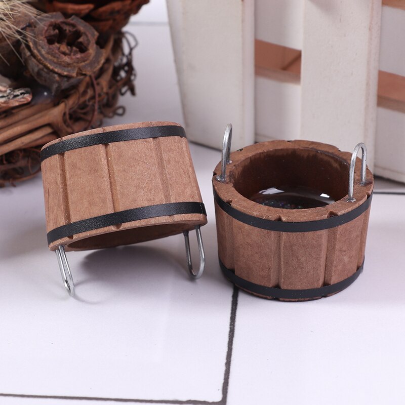 1Stck Holz Becken Holz Fass Möbel 1:12 Puppenhaus Miniaturen Puppe Haus Zubehör