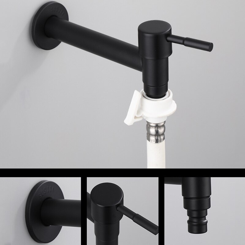 Stainless Steel Wall Mount Faucet Washing Machine Bibcock Brass Water Saving Decorative Outdoor Garden Mop Taps Torneira Parede