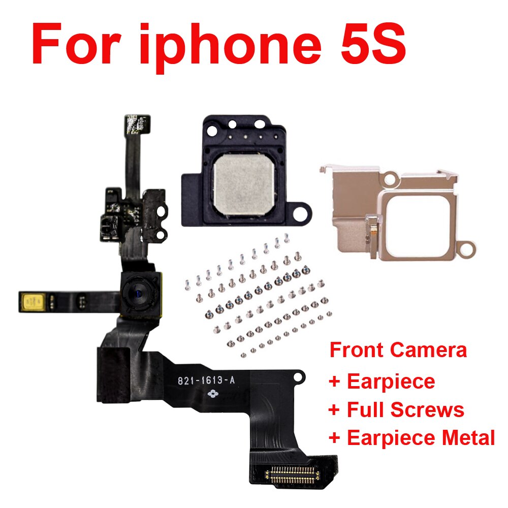 1 Juego de tornillos completos + auricular + metal + cámara frontal Sensor de proximidad derecho Flex con montaje de micrófono para iPhone5 5C 5S 6 6s 4,7 "y 5,5"