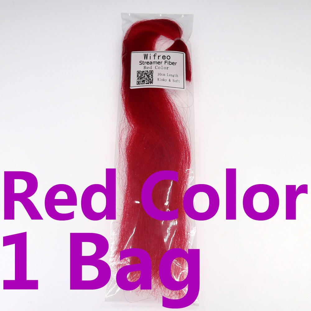 Wifreo 1 paczka 30CM karbowany Kinky Minnow fibre Streamer włókna muchowe Bucktail główka jigowa materiał wiązany do muchówek Bass Lure: red