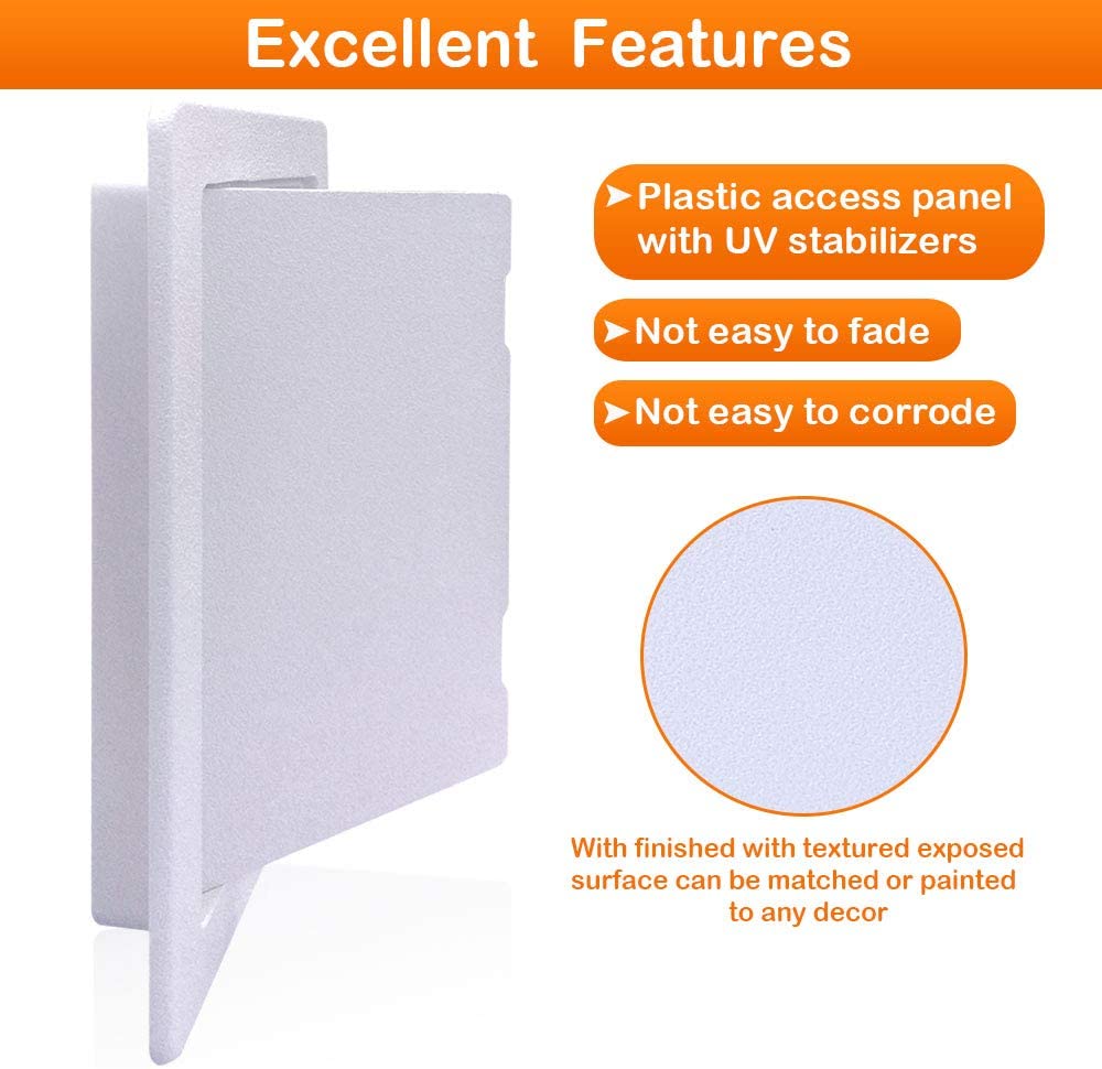 Plastic Access Panel for Drywall Ceiling 4x6inch-18x18inch Reinforced Plumbing Wall Access Doors Removable Hinged White