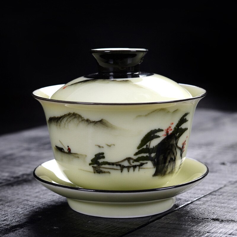 150ml chinese landscape painting Gaiwan Tea Set Ceramic Teaware Sets Tea Set Teapot Teaset Tea Cups Of Tea Ceremony: 02
