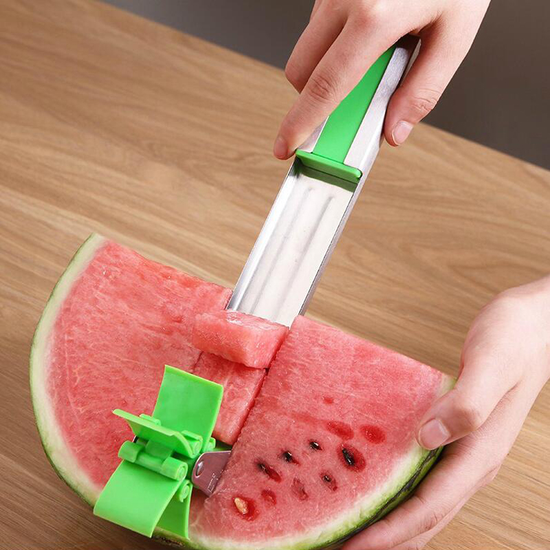 Kitchen windmill Watermelon Slicer Cutter Tongs Corer Fruit Melon Stainless Steel Watermelon Cut Refreshing Watermelon Cubes