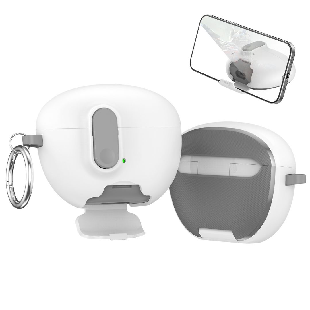 for huawei FreeBuds 6i case cover with safety lock&Phone Stand sandstone skins earphone cover for FreeBuds 6i earbuds case: WHITE