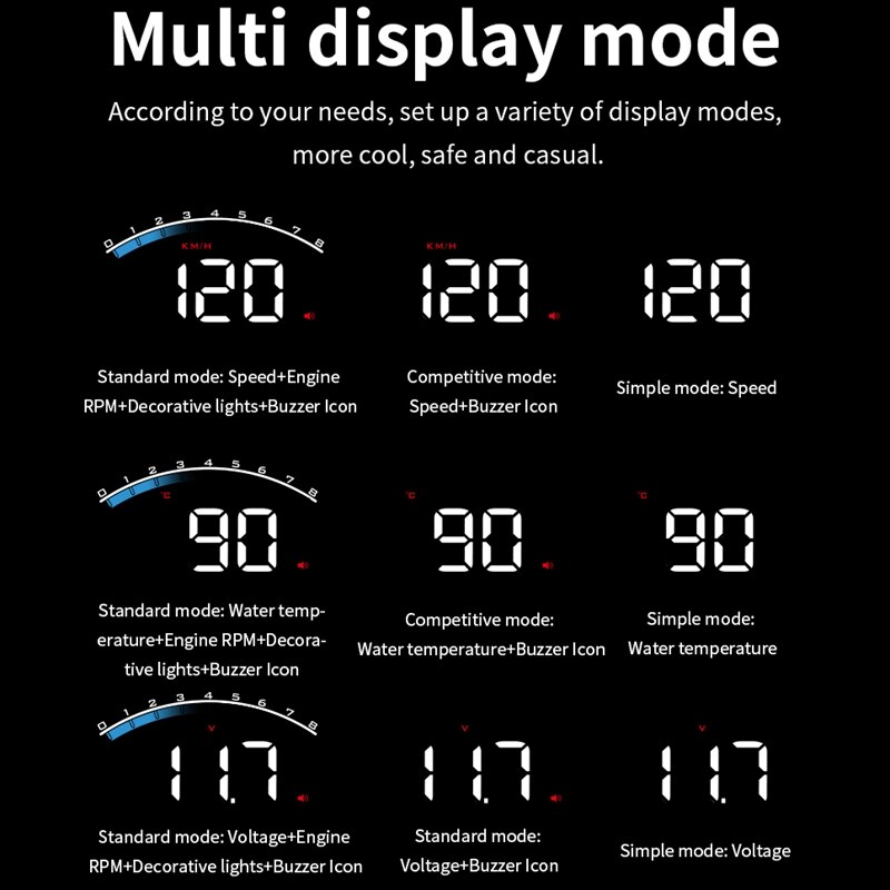 M6S 3.5 HUD Head-Up Display Car-Styling Hud Display Overspeed Warning Windshield Projector Alarm System Universal Auto