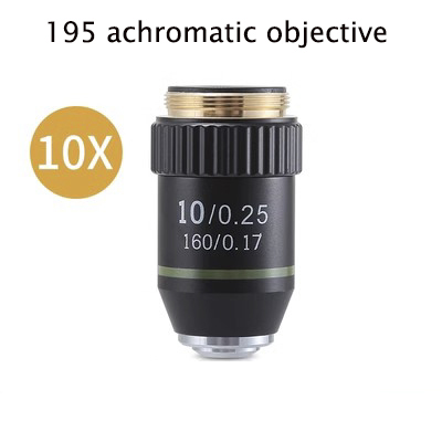 195 Objetivo acromático negro 4X 10X 20X 40X 60X 100X para lente objetivo de microscopio biológico RMS 20,2mm piezas de objetivo: Naranja