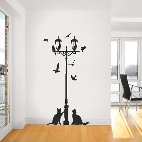 Bissticker s -115 "gadelampe fugle og katte" wallsticker kontor hjem dyrebillede til gadebillede