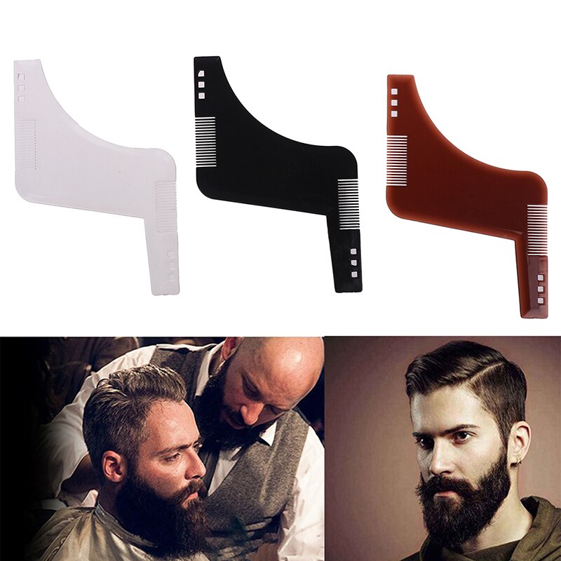 1pc män skägg stil kam utseende mustasch formning frisör plast hår formning styling mall linjal kammar