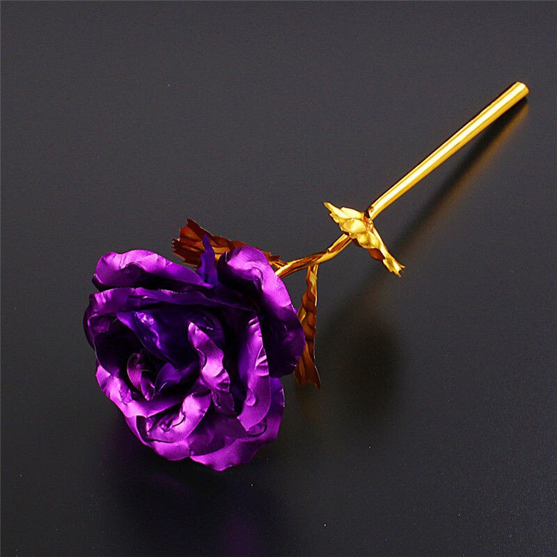 24k guld rose blomst valentinsdag festlig fest bryllup fødselsdag multi-farve belagt romantisk elsker kæreste: Violet