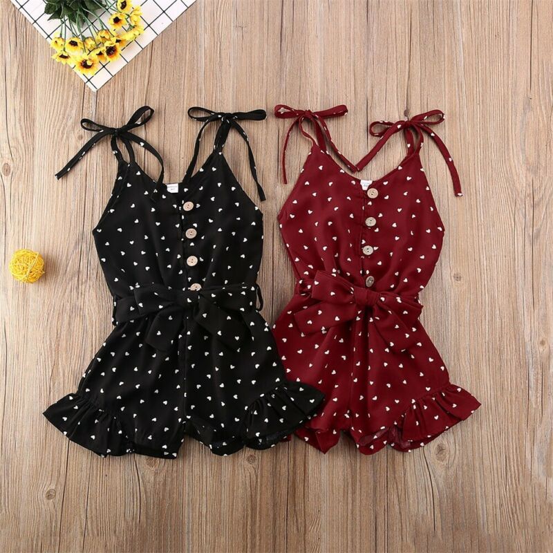 1-6Year Zomer Peuter Overalls Kids Baby Meisje Romper Hart gedrukt Jumpsuit een stuk