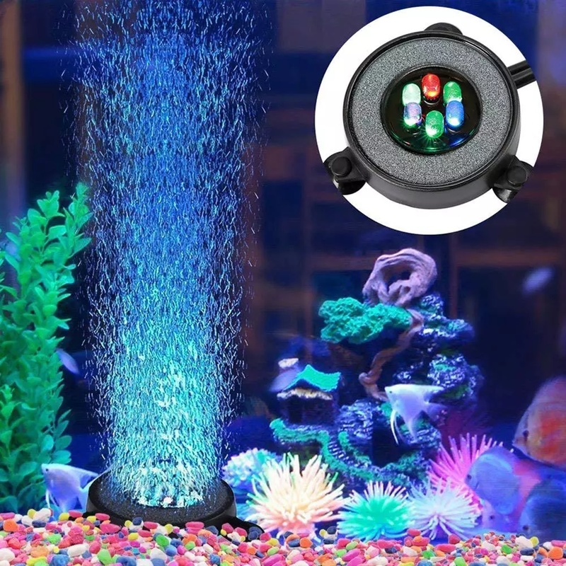 Luz LED impermeable que cambia de Color para acuario, lámpara redonda para decoración de burbujeador de pecera, luces Led para piscina, 1 ud.