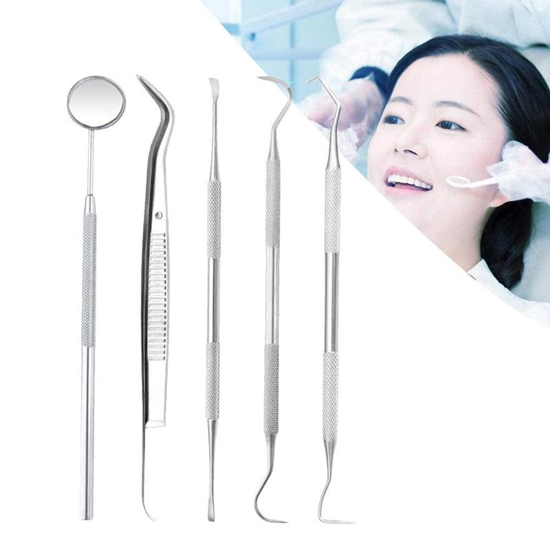 Ferramentas de aço inoxidável dentista dental espelho cabeça dupla sonda dental conjunto ferramenta limpeza do dente conjunto cuidados