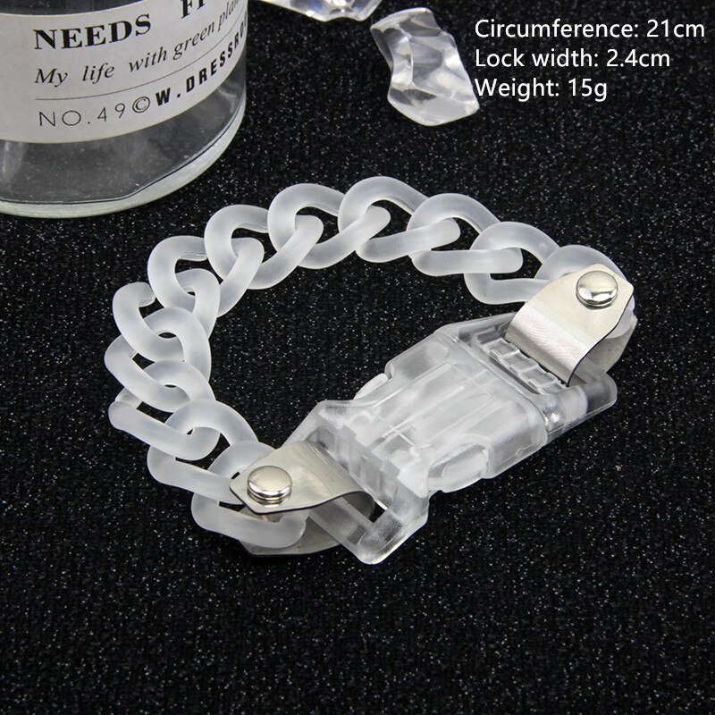 Hangzhi Fashionable Metal Lock Buckle Necklace Hip-hop Acrylic Frosted Transparent Cuban Chain Accessory for Couples: 4