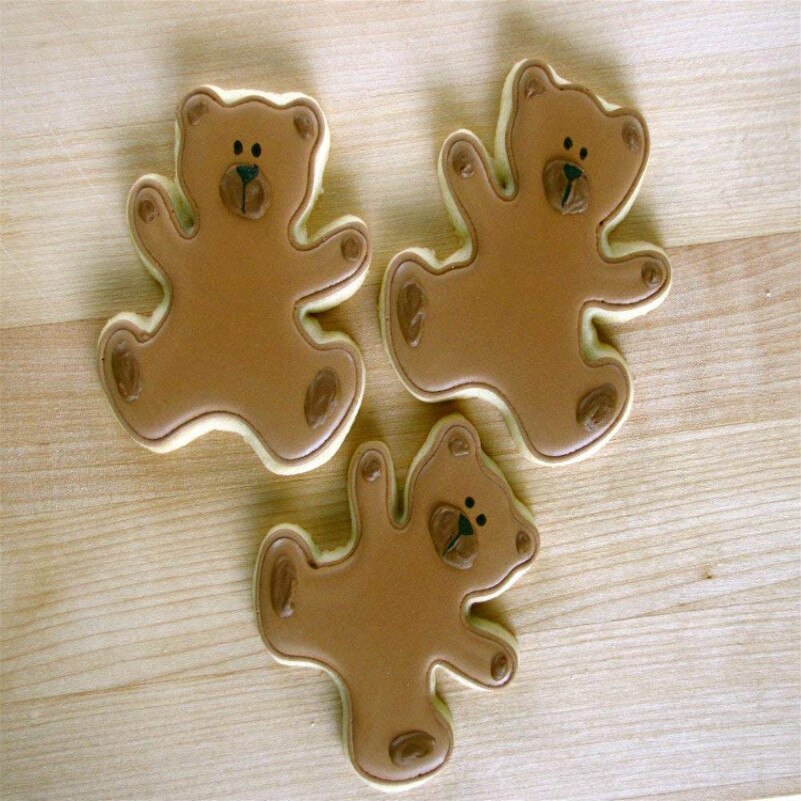 Keniao bamse kage udstikker til fødselsdagsfest  - 6.3 x 7.8 cm -  baby shower kiks brød sandwich form - rustfrit stål