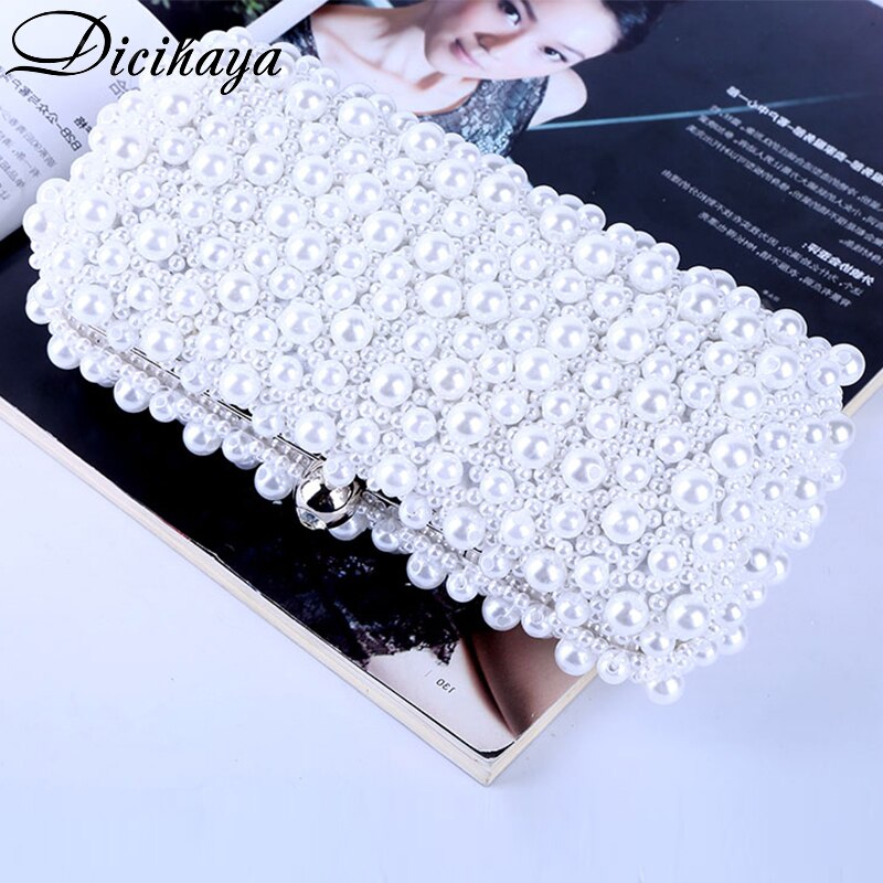 DICIHAYA ozdobiony paciorkami damski torby wieczorowe łańcuch telefon torba perła kobiety torebki wieczorowe typu sprzęgło torby wieczorowe ramię mała torebka torebki na ślub