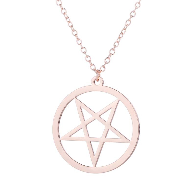 Stainless Steel Pentagram Steampunk Satan Fork Necklaces Hidden Devil Chokers Jewelry for Women Men Vintage Hero Symbol: 613r