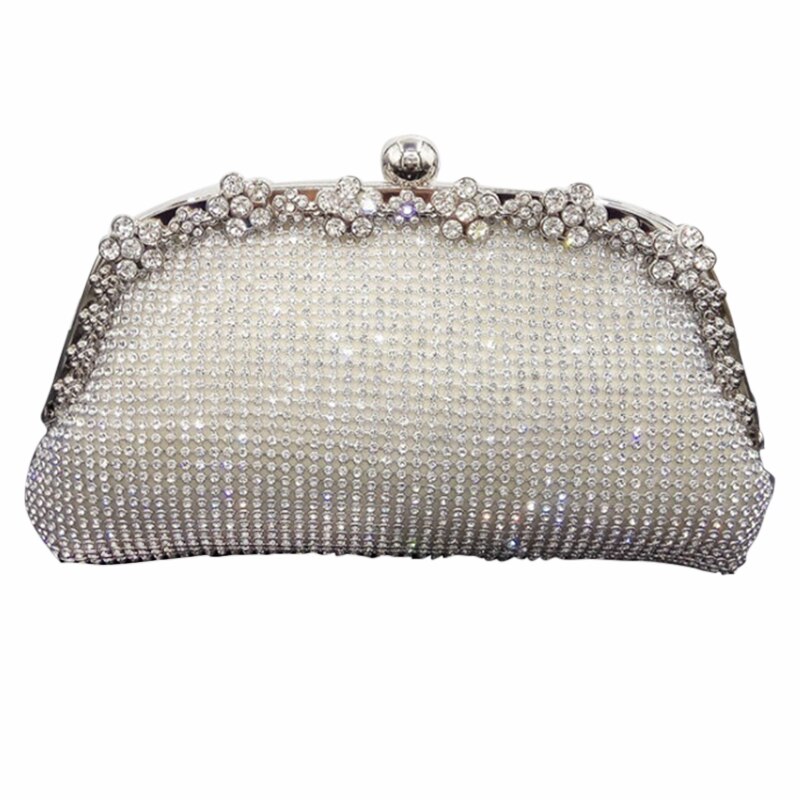 Neue Diamanten Kette Abend Tasche Silber Hochzeit Taschen Für Braut Frauen Messenger Partei Handtasche Elegante Kupplung: Default Title