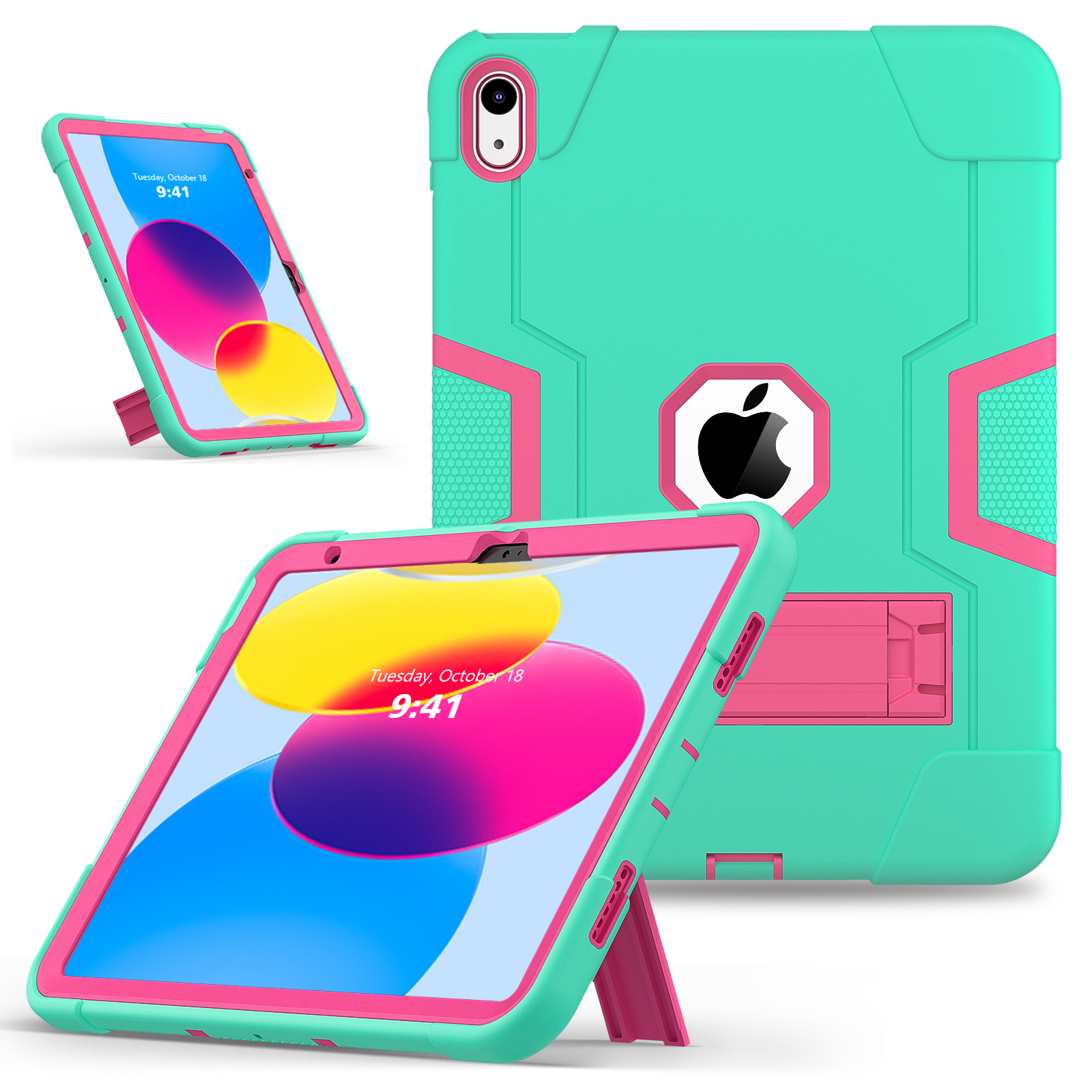 Kickstand Rugged Case Universal For iPad 11" (A16) 11th 10.9 10th A3355 A3356 A2757 A2777 A2696 3-Layers Protect Cover: 12.4 / Gold