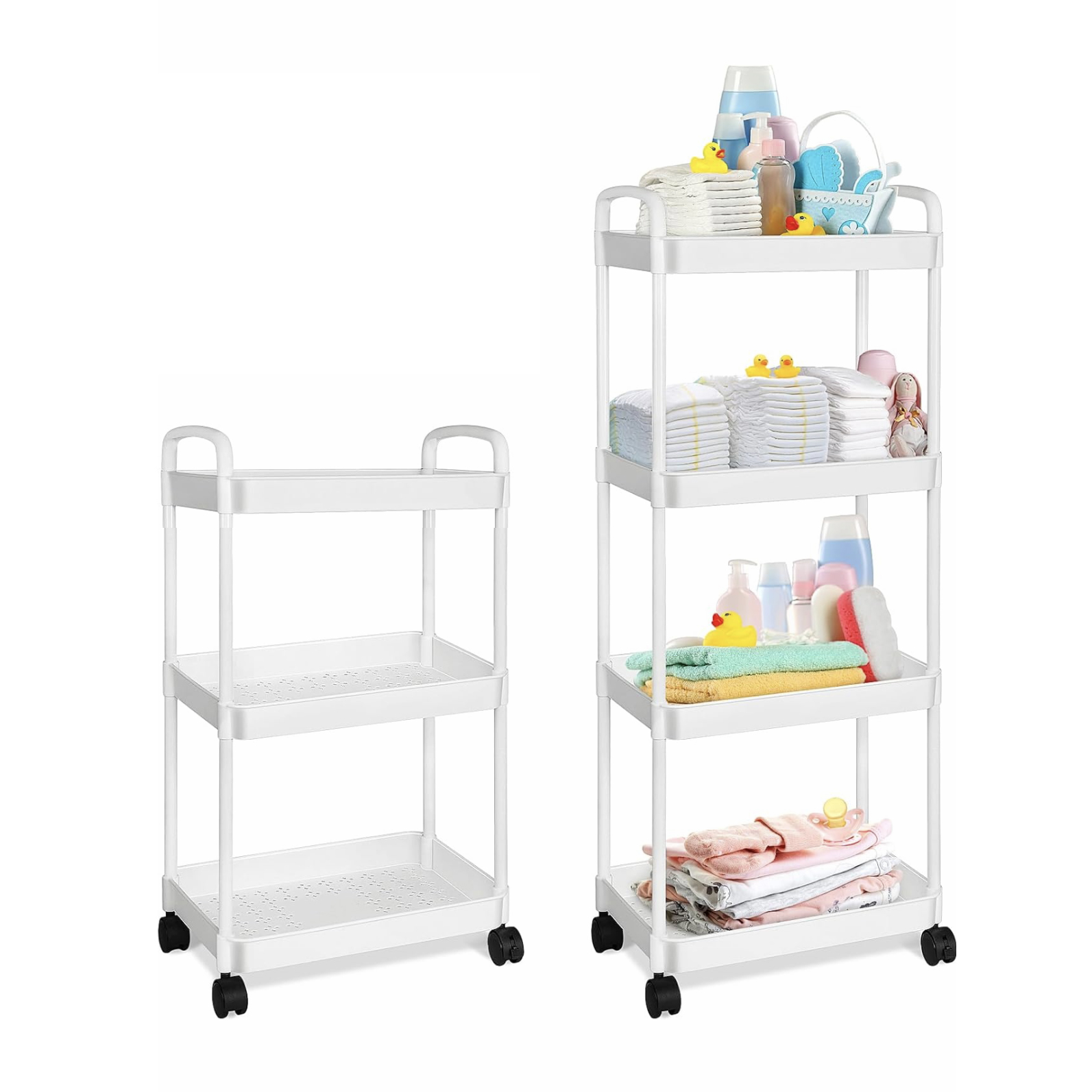 Carro de almacenamiento multifuncional para cocina con ruedas, estante de almacenamiento móvil, organizador de carrito, accesorios para el hogar: Amarillo claro