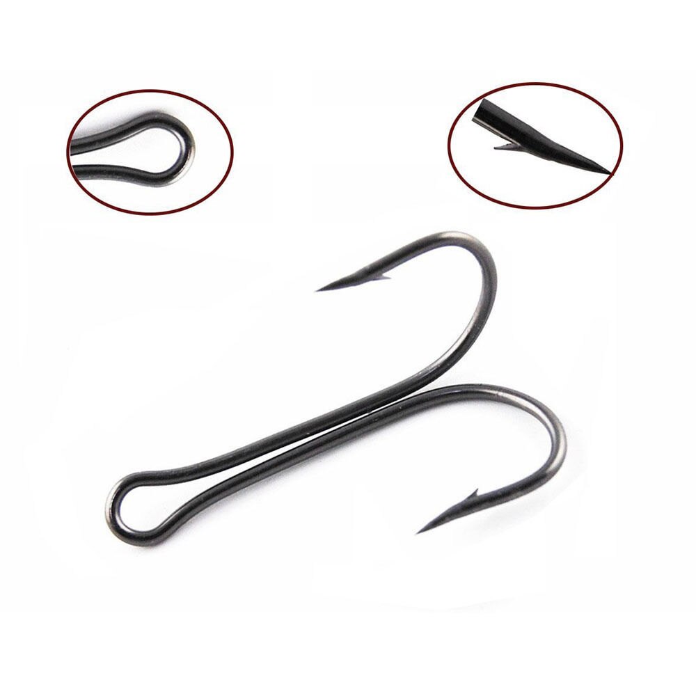 Hyaena 150pcs High Carbon Staal Dubbele Vishaak Fly Koppelverkoop Bas Vishaak Vishaak voor Zachte Lokken Jig