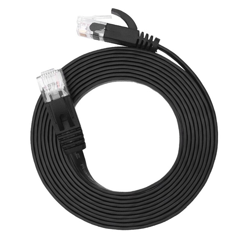 CAT6 RJ45 Computer Network Cable Flat Jumper CAT6 Super Six Network Cable Suitable for Computer Notebook Router- 2M: Default Title
