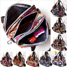 Women Portable Canvas Large Cosmetic Bags Makeup Organizer Print Zipper Bag Female Cell Phone Toiletry Beauty Handbags