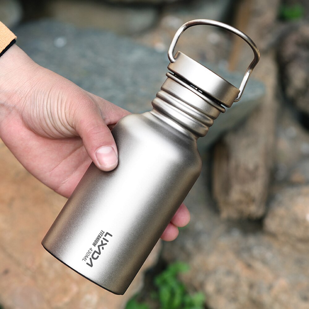Lixada Titanium Water Bottle Leakproof Titanium Bottle Ultralight Outdoor Tableware Camping Cycling Camping Sports Water Bottle