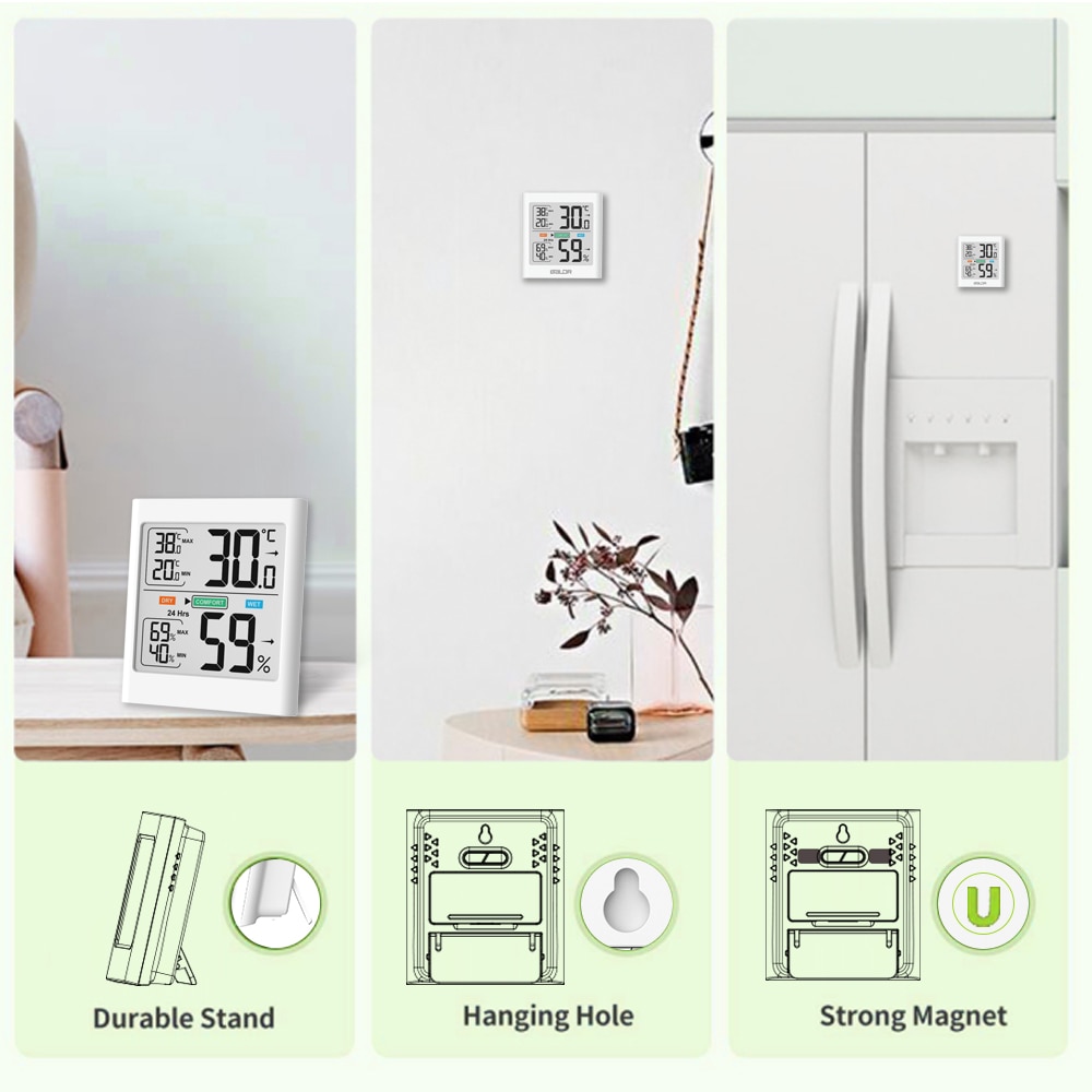 Baldr Multifunctionele Thermometer Hygrometer Automatische Elektronische Temperatuur Vochtigheid Monitor Met Smart Backlight
