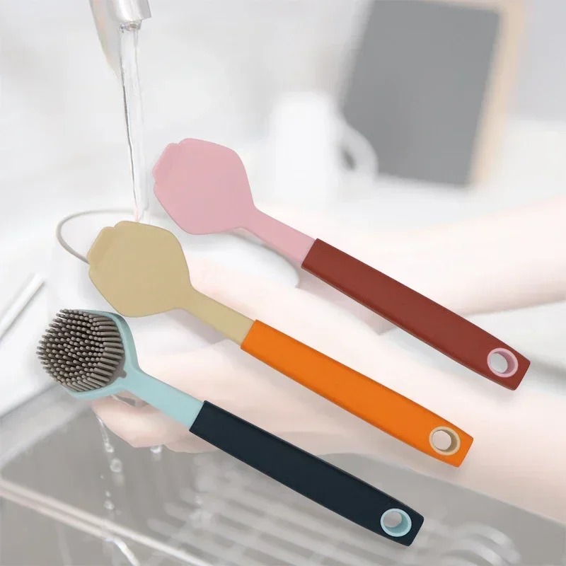 Pannenborstel met handvat, schoonmaakborstel, niet-vieze handen, niet-vette plastic pannenborstel, fornuisborstel, huishoudelijke keukenschoonmaakartikelen