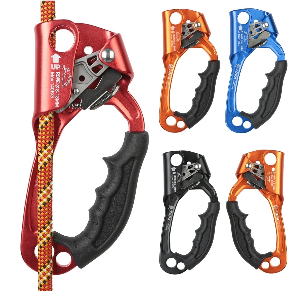 SRT Klettern Hand Aufsteiger Legierung Takelwerk Seil Ergonomische Behandelt Steigleitung Abseilen Getriebe Ausrügestochen Verknüpfungen Baumpfleger Baum Kletterer