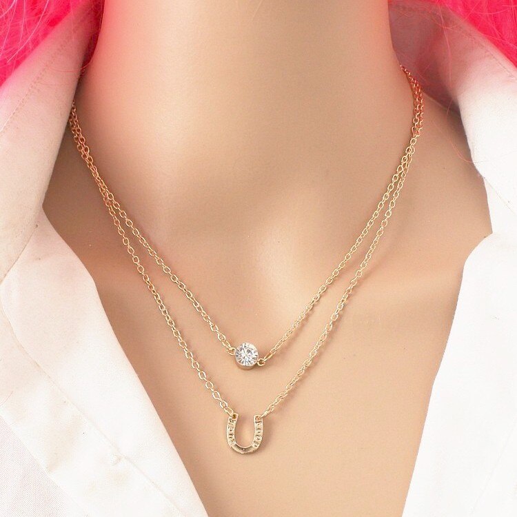 Alloy Women's Power Necklaces Gold Color Crystal Necklace for Women: F