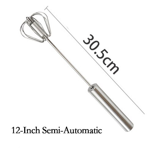 Rvs Hand Druk Roterende Semi-Automatische Mixer Koffie Melk Mengen Eierklopper Handheld Mixer Keuken Koken Gereedschap: 12 inch