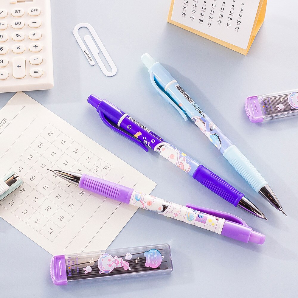 Kawaii Cartoon Mechanical Pencil Set With Lead Refill Cute Pencils With Eraser School Office Writing Supplies Stationery