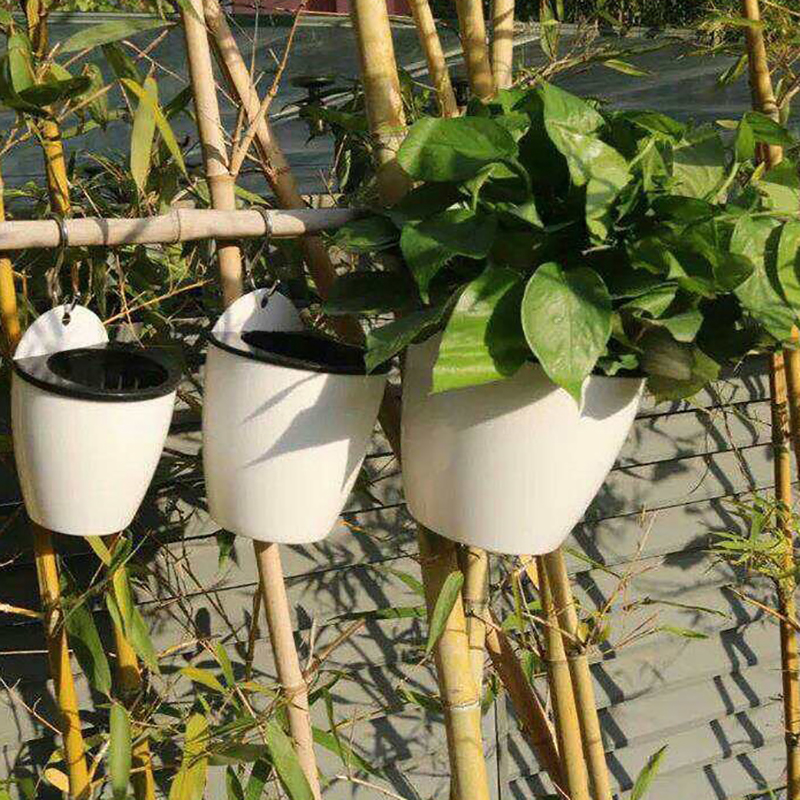 Veggmontert innendørs automatisk vannabsorberende blomsterpotte plastblomsterpotte sukkulent grønn dillgrønn plante blomsterpottedekor