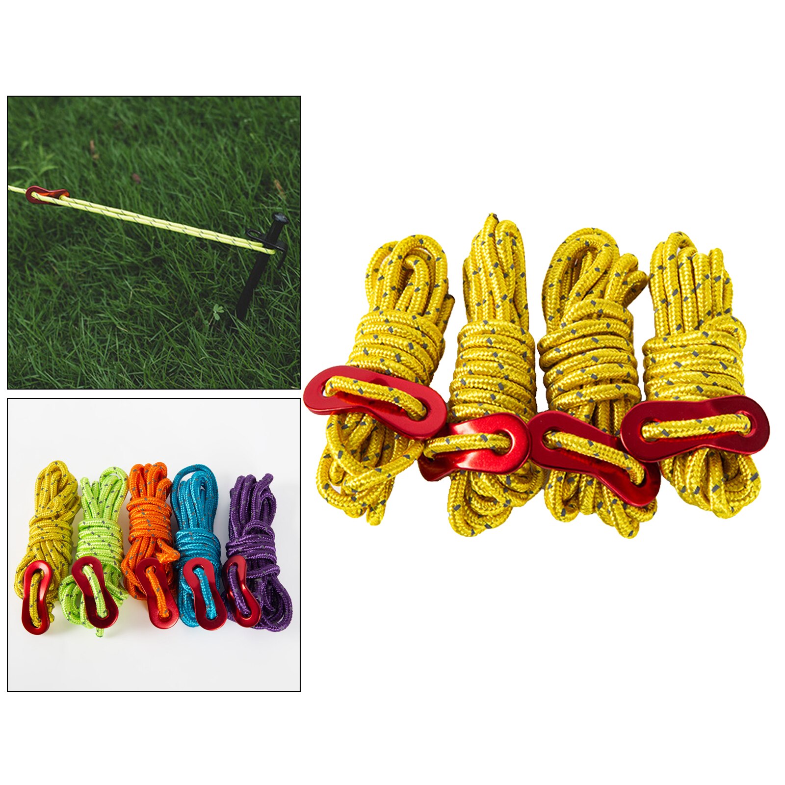 Pack de cordes réfléchissantes 4mm, corde de guidage pour tente, Camping, randonnée, barbecue, 2 mètres