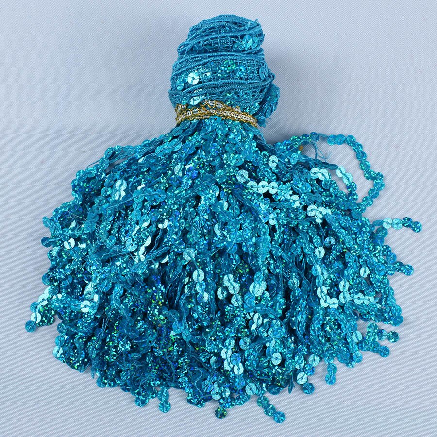 6 Metri/lotto Olografica Paillettes Nappe E Frange Tenda Decorativa pizzo ordinare Nappe Fai Da Te Accessori di ABBIGLIAMENTO patchwork: Wide 30cm / lago blu