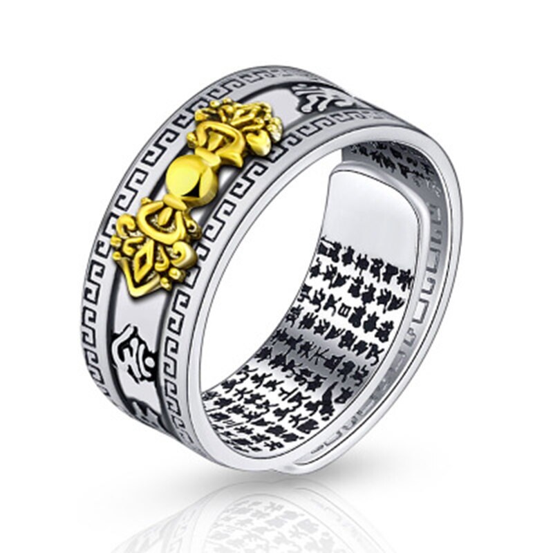 Unisex mænd pixiu charms ring armbånd kinesisk feng shui amulet rigdom og heldig åben justerbar ring perle armbånd: Ring c