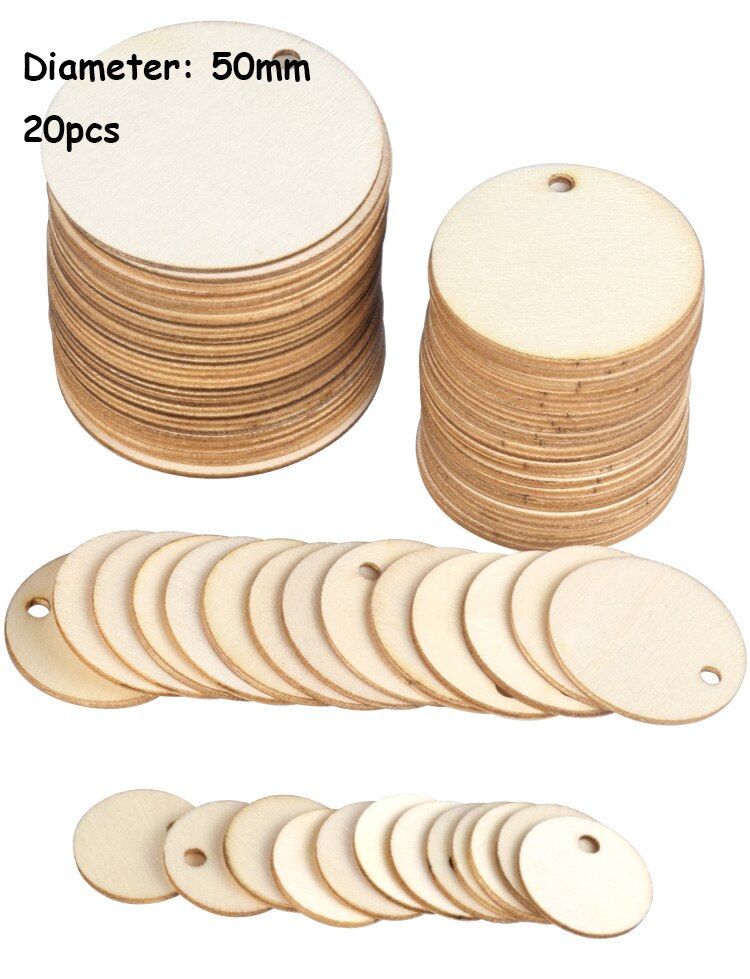 20/30/40/50mm Natural Unfinished Round Wood Slices With Hole,Blank Discs,DIY Crafts Wedding Party Christmas Home Decoration: Bubinga